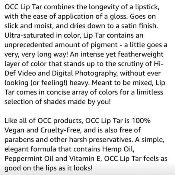 OCC OBSESSIVE Compulsive Cosmetic Lip Tar POWER PLANT Body Make-Up - Picture 4 of 7